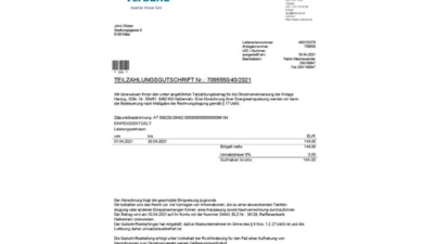 Austria Verbund Austrian Power Grid utility bill template