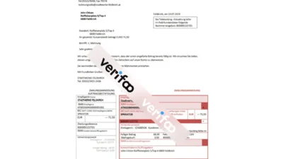 Austria Stadtwerke Feldkirch utility bill template in Word and PDF format