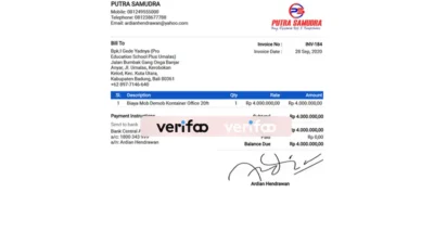 Indonesia Putra Samudra shopping bill pdf template