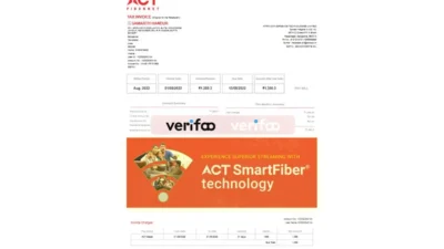 India ACT Fibernet invoice Template