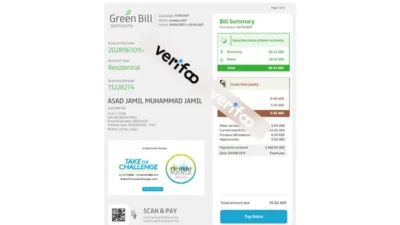 Dubai DEWA Energy Bill Template