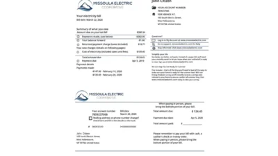 USA Montana Missoula Electric Cooperative Electricity Utility Bill Word And PDF Template