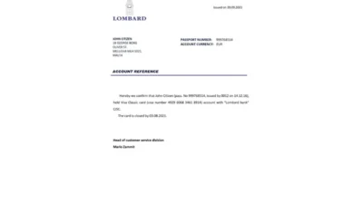 Malta Lombard Bank Reference Letter Template