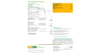 USA Maryland SMECO Utility Bill Word And PDF Template