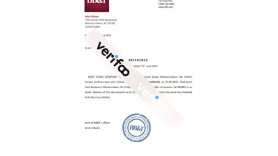 USA BBT bank account reference letter template in Word and PDF format