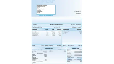 ADP Payslip in Word And PDF template