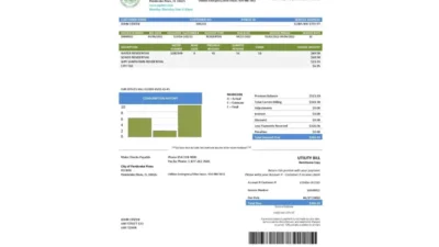 USA Florida City of Pembroke Pines Utilities Department Utility Bill Word And PDF Template