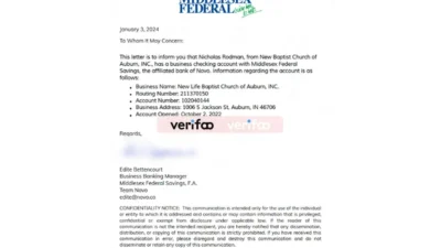 business letter from Middlesex Federal Saving Word And PDF Template