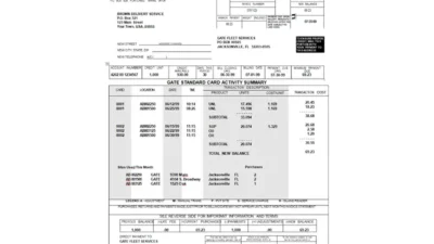 Fleet lservices invoice Statement Template