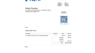 Global PayPal Invoice Template in word and pdf format