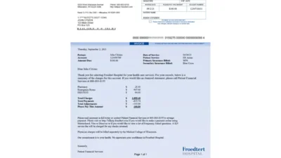 High-Quality USA Froedtert Hospital Invoice Word And PDF Template