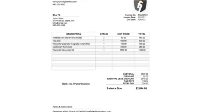 USA Stanford Plumbing & Heating company Invoice Template