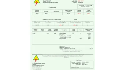 Saint Vincent and the Grenadines St. Vincent Electricity Services Limited Utility Bill Word And PDF Template