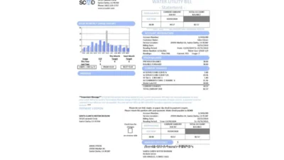 USA California Santa Clarita Water Division (SCWD) Utility Bill Word and PDF Template