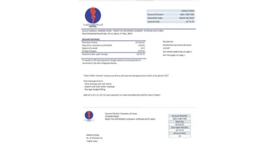 Libya General Electric Company Electricity Utility Bill Word And PDF Template
