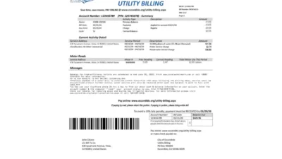 USA California Escondido City of Choice utility bill template