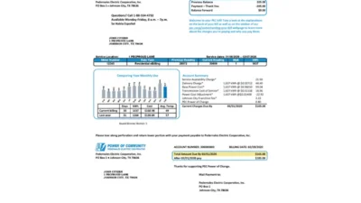 USA Texas Power of Community electricity utility bill Template