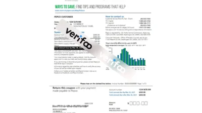 USA Washington DC Pepco utility bill Word and PDF template