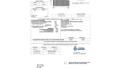 USA Texas El Paso Water Utility Bill Template In Word And PDF Format