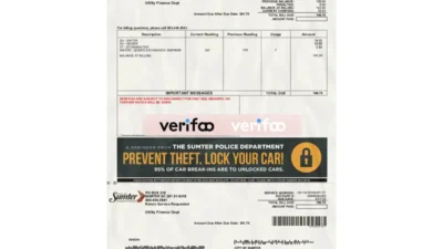Sumter Water Bill Psd Template