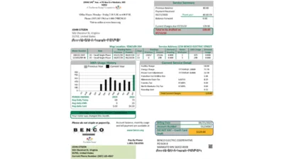 USA Minnesota Benco Elecric Electricity Easy Fillable Utility Bill Template