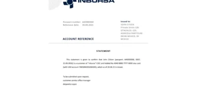 Mexico Inbursa Bank Reference Letter Template