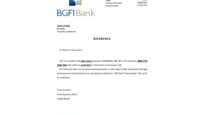 Cameroon BGFI Bank Reference Letter Template