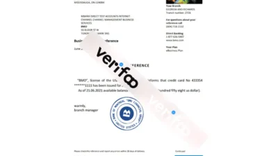 USA Bmo Bank Account reference letter template