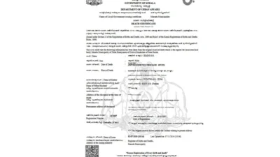 Kerala Death Certificate Template in word and pdf format
