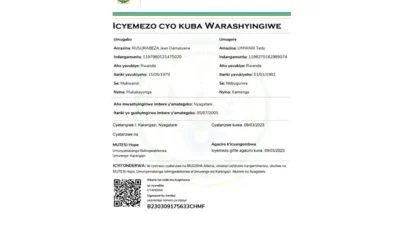 Rwanda marriage certificate word and pdf template