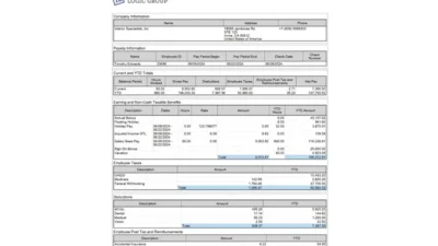 USA Interior Logic Group PayStub Word And PDF Template (4 Pages)