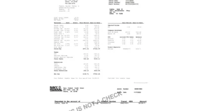 USA Navy Federal Credit Union Pay Stub Word and PDF Template