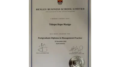 Henley Business School Certificate PSD Template