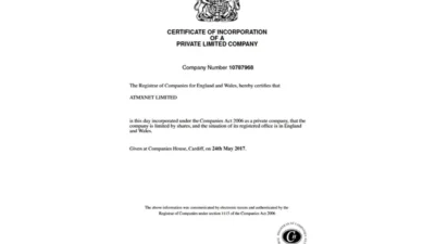 UK Company Certificate Template in Word And PDF Format