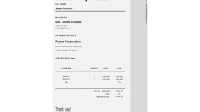 USA Future Corporation invoice template in Word and PDF format