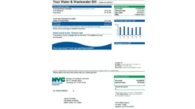 USA The New York City Department Of Environmental Protection (DEP) Utility Bill Word And PDF Template