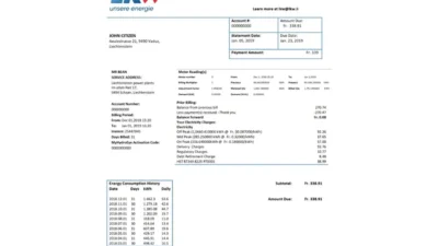 Liechtenstein Ische Kraftwerke (LKW) Electricity Utility Bill Word And PDF Template