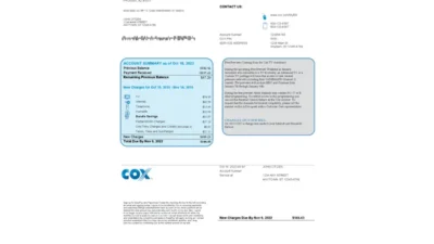USA COX Utility Bill Template In Word And PDF Format