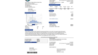 USA California Santa Ynez Water Utility Bill Word And PDF Template