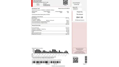 Hong Kong Hongkong Electric Company Utility Bill Word And PDF Template