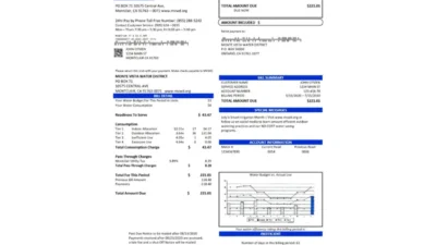 USA California Monte Vista Water District Utility Bill Word And PDF Template