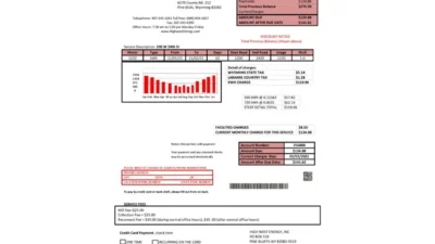 USA Wyoming High West Energy utility bill in Word anf PDF format