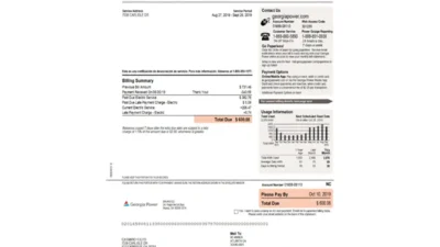 USA Georgia Power utility bill template in Word and PDF format