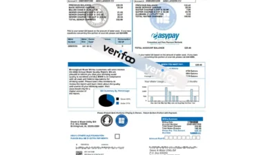 UK Birmingham water bill in pdf format