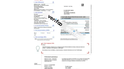 France TotalEnergies utility bill and Proof Of Address template