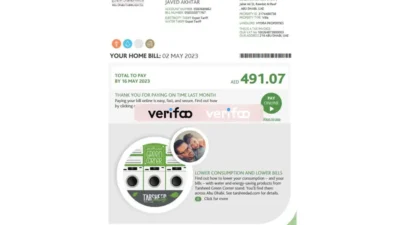 United Arab Emirates Home Bill Template