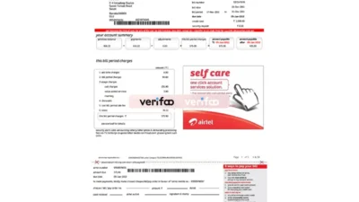 Indian Airtel Number Bill Template