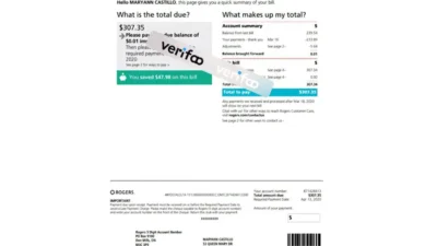 Canada Rogers Utility Bill Template