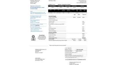 USA Texas Champion Energy Services Word And PDF Utility Bill Template