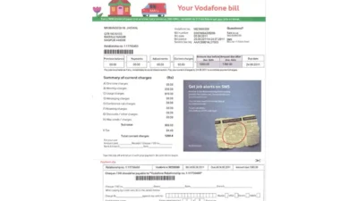 mumbai Vodafone Utility Bill template